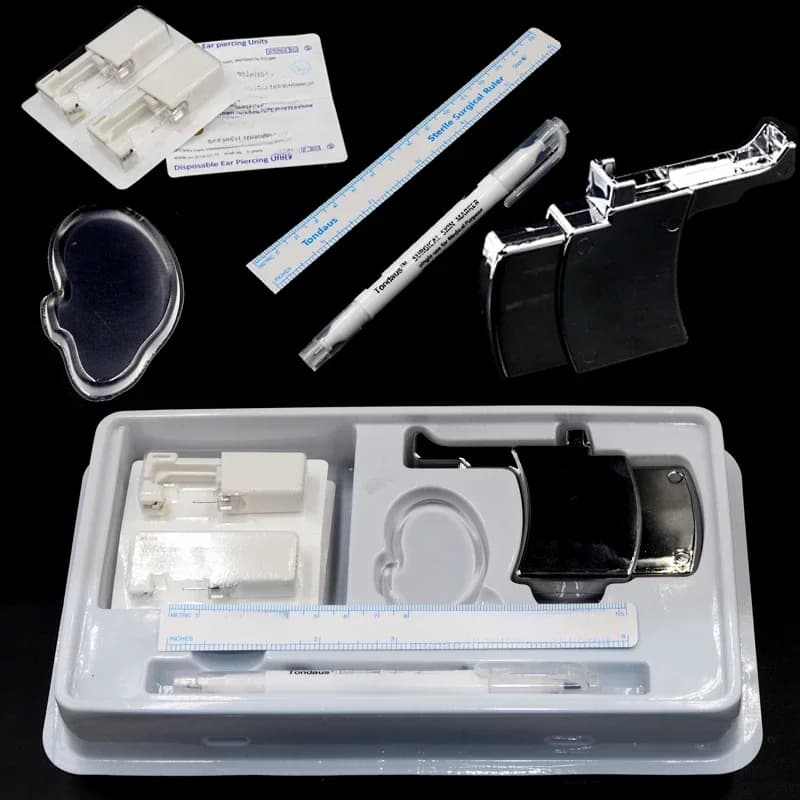 Kit de perçage stérile jetable, pistolet de perçage pour Cartilage, Tragus, Helix, sans douleur, outil de perçage avec boîte en plastique, 1 ensemble