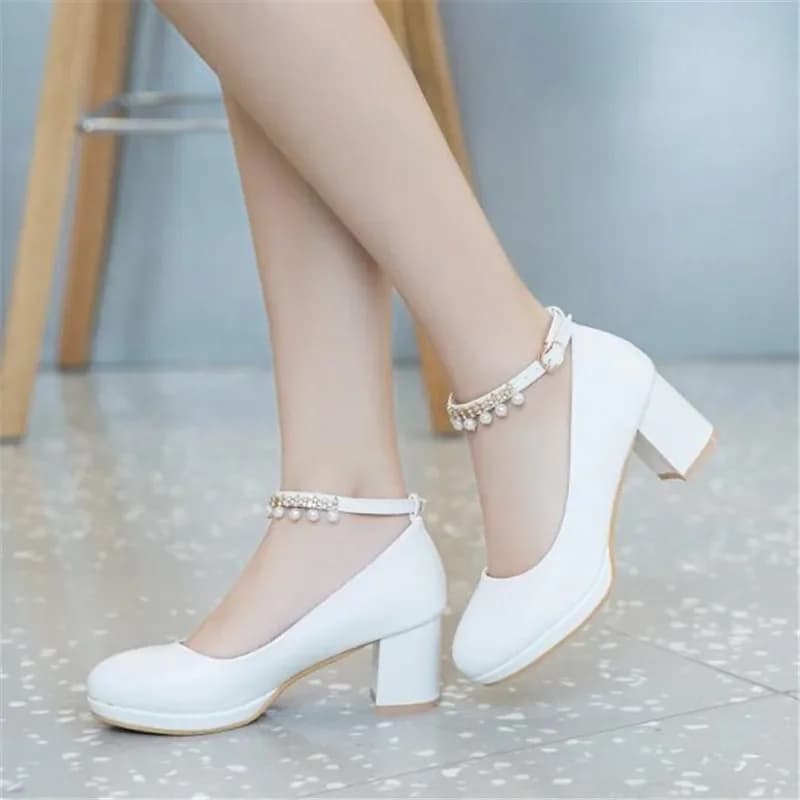 Chaussures à talons hauts pour enfants, sandales de princesse pour filles, talon optique perlé, talons hauts peu profonds pour la fête et le mariage, mode féminine