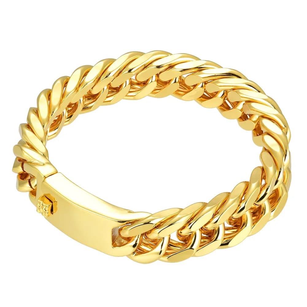 Bracelet Hip-Hop Cubain JODouble Bouton pour Homme, Bracelets en Alliage Atmosphérique, Personnalité, Version ThUNICEF, Bijoux, 2021