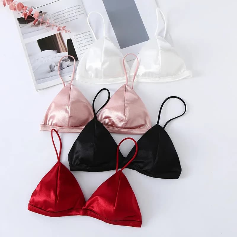 Soutien-gorge de style français pour femmes, enveloppé de poitrine, sangle initiée réglable, simple structure, satin sexy, bustier tubulaire, sous-vêtements, lingerie