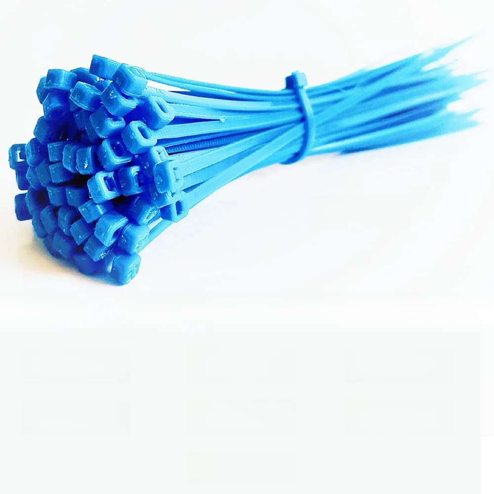Attaches de câble autobloquantes en fil de Nylon plastique, attaches à fermeture éclair, 3x100 3x150 3x200 4x150 bleu, 100 pièces