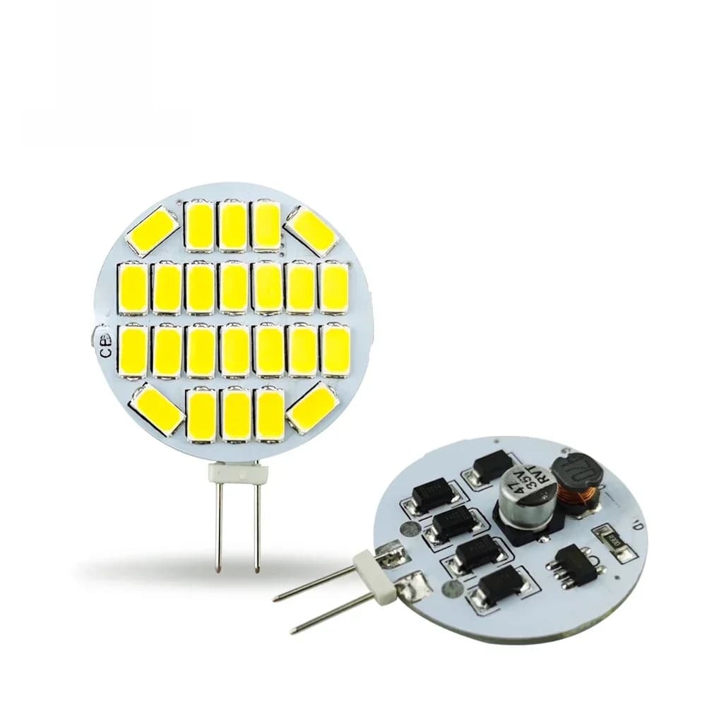 Ampoule de projecteur ronde LED G4, AC12V 24V, 2W 3W 5730 15/24led, sans scintillement, pour hotte de cuisine, remplacement de lampe halogène 20W
