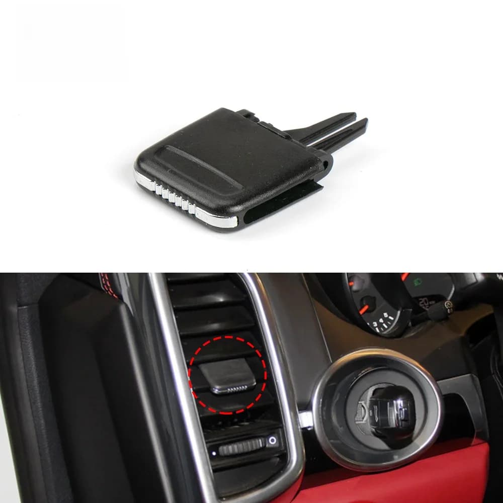 Réinitialisation de languette de sortie d'aération de voiture, palette de ventilation de climatiseur avant, broderie Porsche enne, 2011-2016