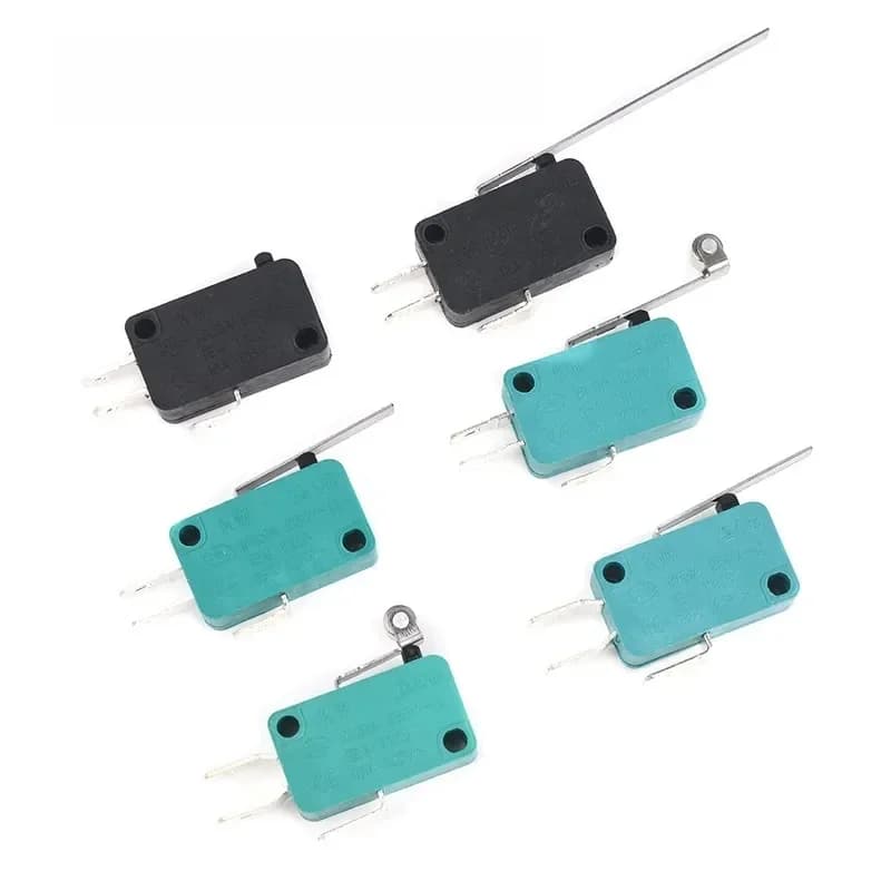 Micro-interrupteur de fin de course 5 pièces 5A 250V 125V NO + NC + COM 6.3mm 3 broches SPDT Micro-interrupteur 28mm 52mm levier à rouleau d'arc interrupteur tactile