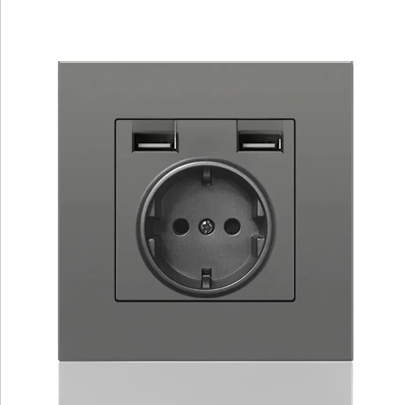 DepoGuye-Prise murale double USB 2,1 A, 16A, panneau PC, standard espagnol, russe et européen, pour chambre à coucher