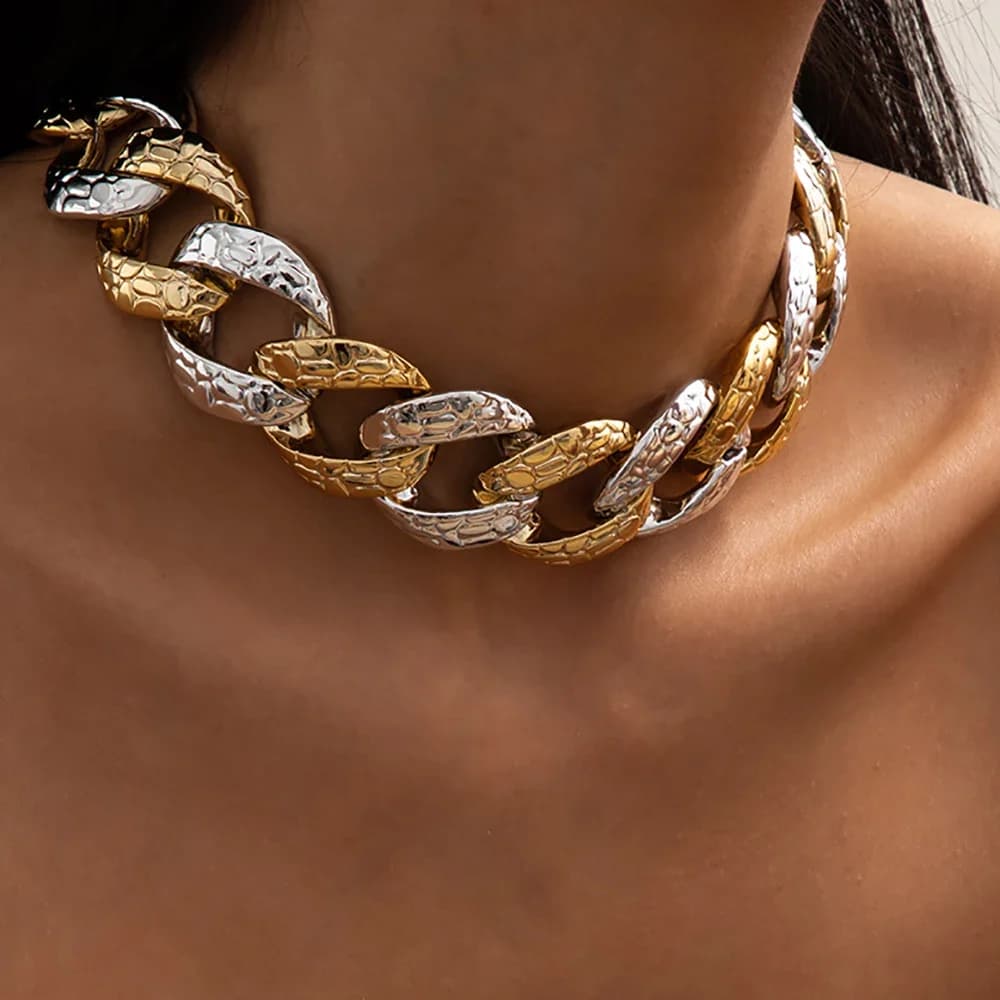 Punk exagéré grande chaîne CCB collier femmes rétro gothique vapeur épais clavicule colliers mode Glamour fille bijoux