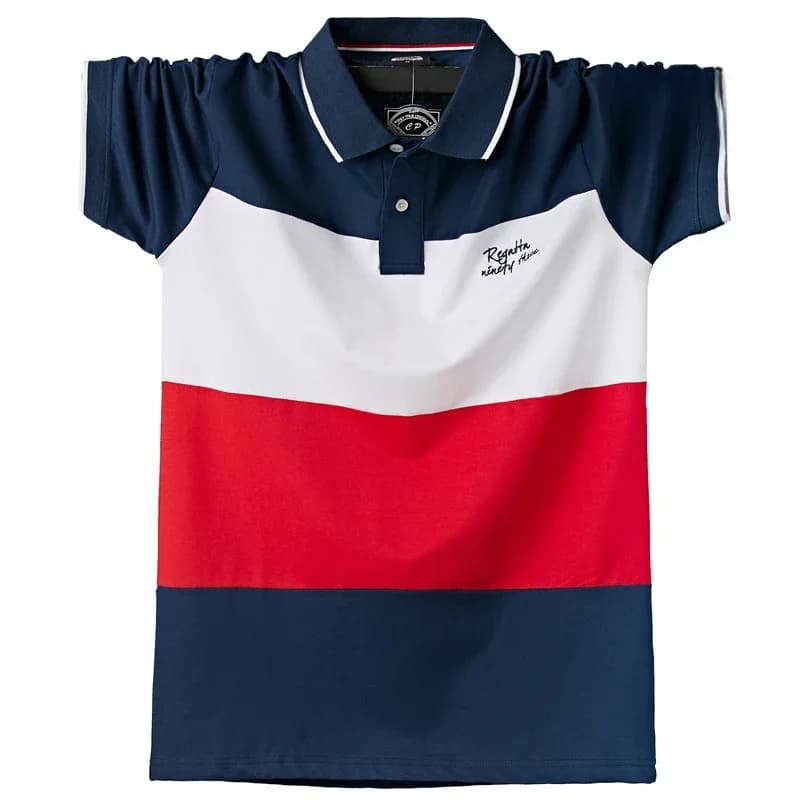 Polo Rayé à Manches Courtes pour Homme, Vêtement Respirant en Coton, Disponible en Grande Taille 6XL, 5XL et 6XL