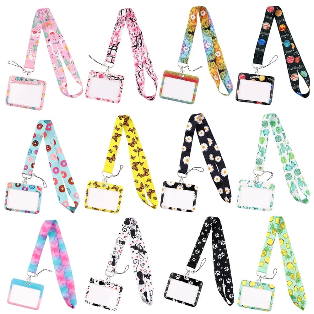 Lanière de Yoga Sakura Daisy de style horizontal, pour clé, sangle de cou, porte-carte d'identité, porte-Badge, accessoires, vente en gros