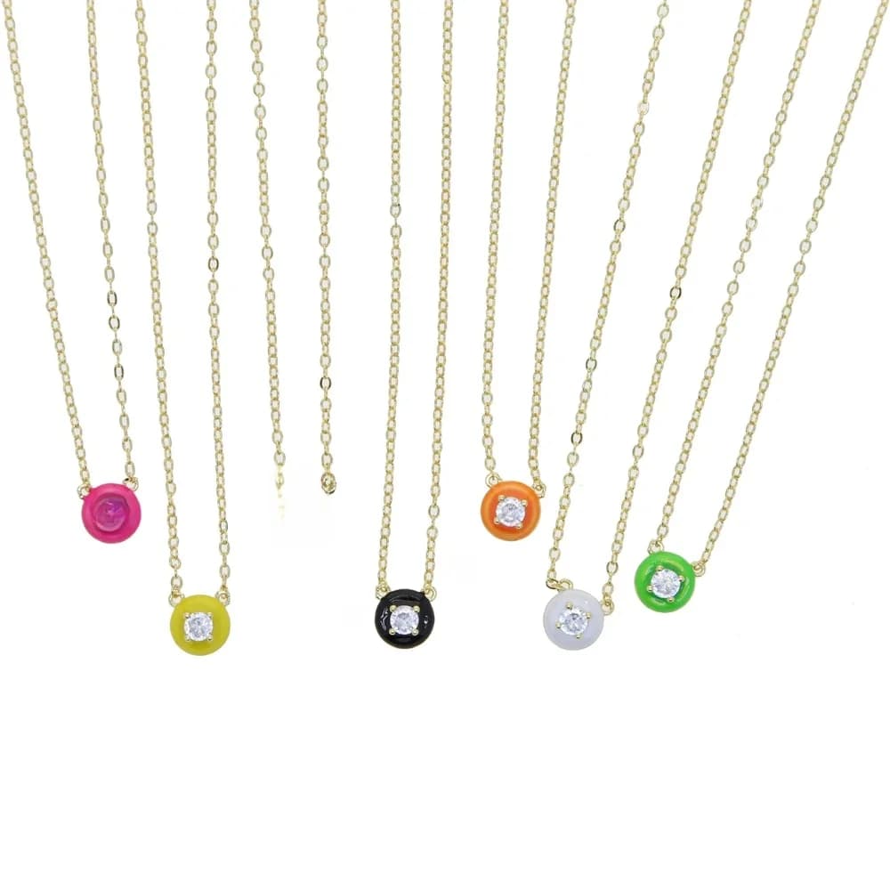 Collier à breloques géométriques pour filles, bijou d'été Simple, rond, couleur néon, émail, bonbons, nouvelle collection 2021