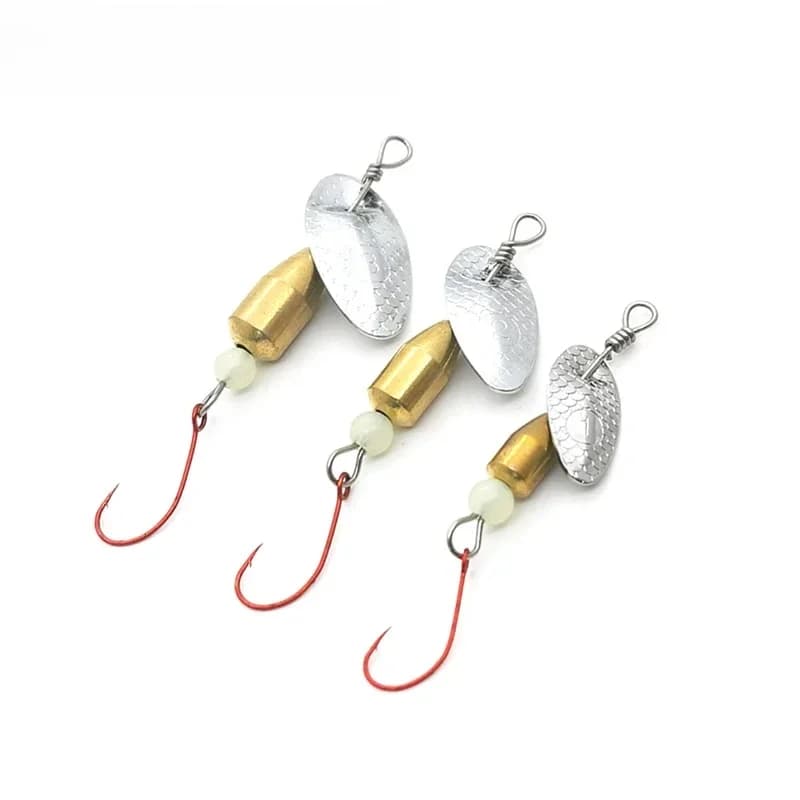 OUTKIT 1 pièces Spinner cuillère métal appât Micro leurre de pêche petites paillettes cuivre longue tir appâts pour bar truite perche brochet rotatif