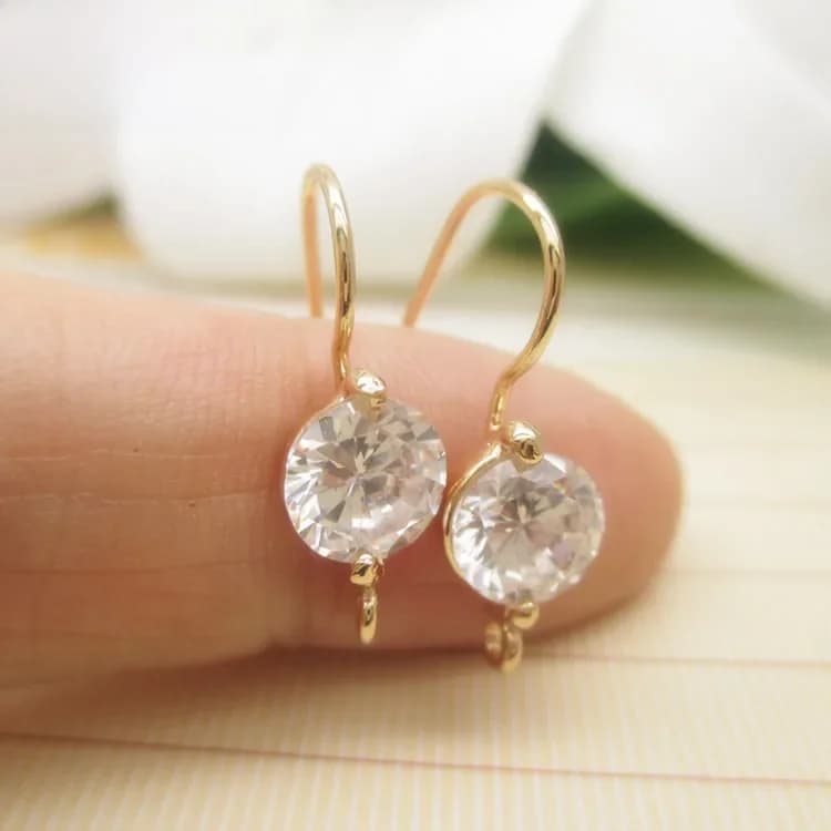 (2520)6 pièces 25x7MM 24K couleur or plaqué laiton avec Zircon boucles d'oreilles crochets haute qualité bijoux à bricoler soi-même résultats accessoires
