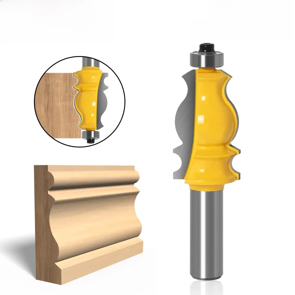 1 pièce Fraise à moulurer architecturale - Tige de 1/2 po, fraise à tenon de 12 mm et 8 mm pour outils de travail du bois - RCT-18002