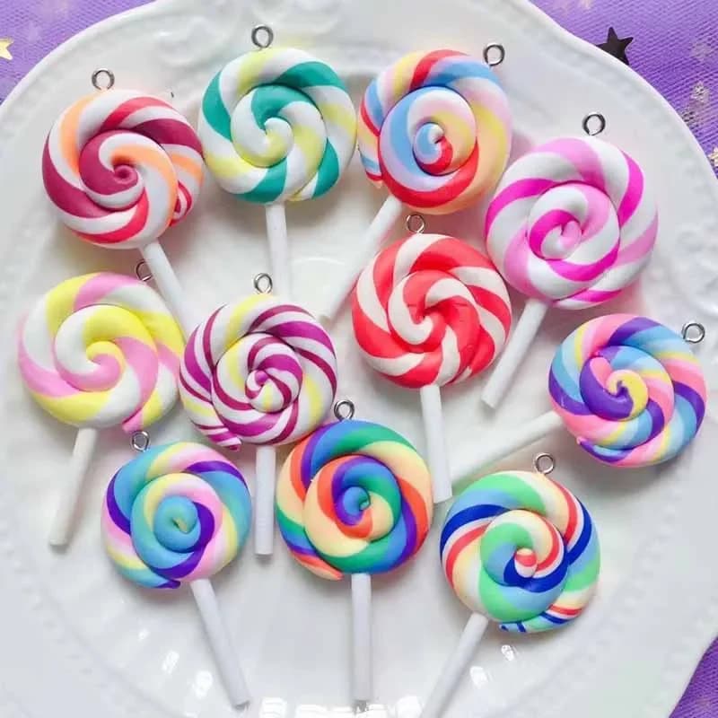 10 jolies sucettes pour faire semblant de jouer à la nourriture, pendentifs, artisanat, bijoux faits à la main pour boucle d'oreille, collier, porte-clés