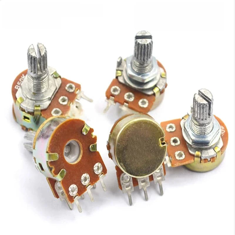 5 ensembles WH148 1K 10K 20K 50K 100K 500K Ohm 15mm 3 broches résistance de potentiomètre rotatif conique linéaire pour Arduino avec capuchon blanc AG2