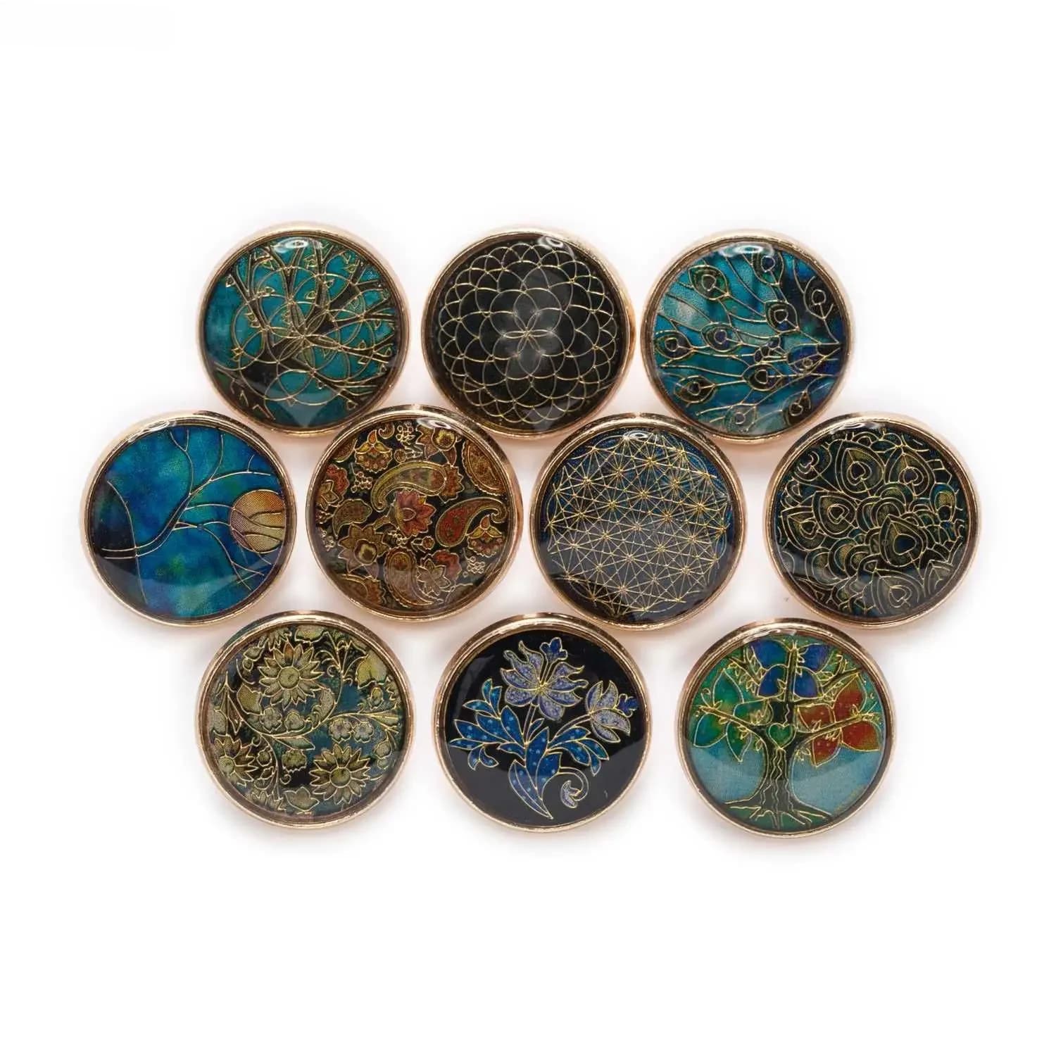5 pièces rétro temps gemme or dessin rond tige en métal bouton couture Scrapbooking vêtements artisanat fait à la main accessoires décor 18mm