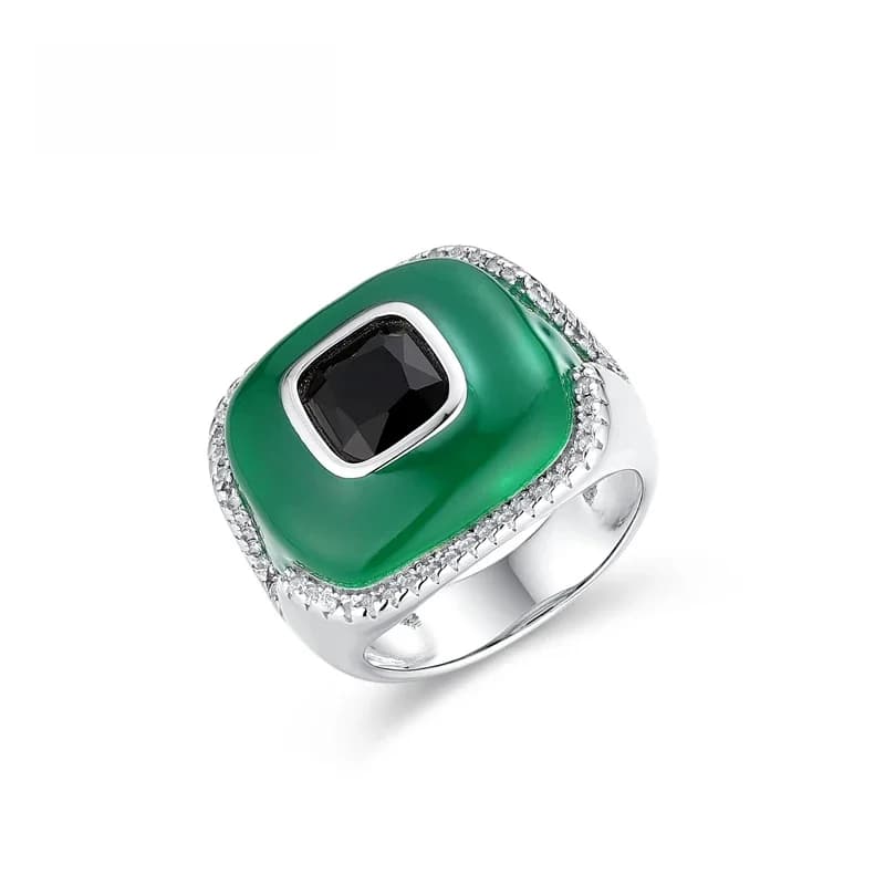 Bague en argent regardé 925 pour femme, style rétro, bijoux classiques, verre émaillé cristal créé, haute qualité, mode de fête