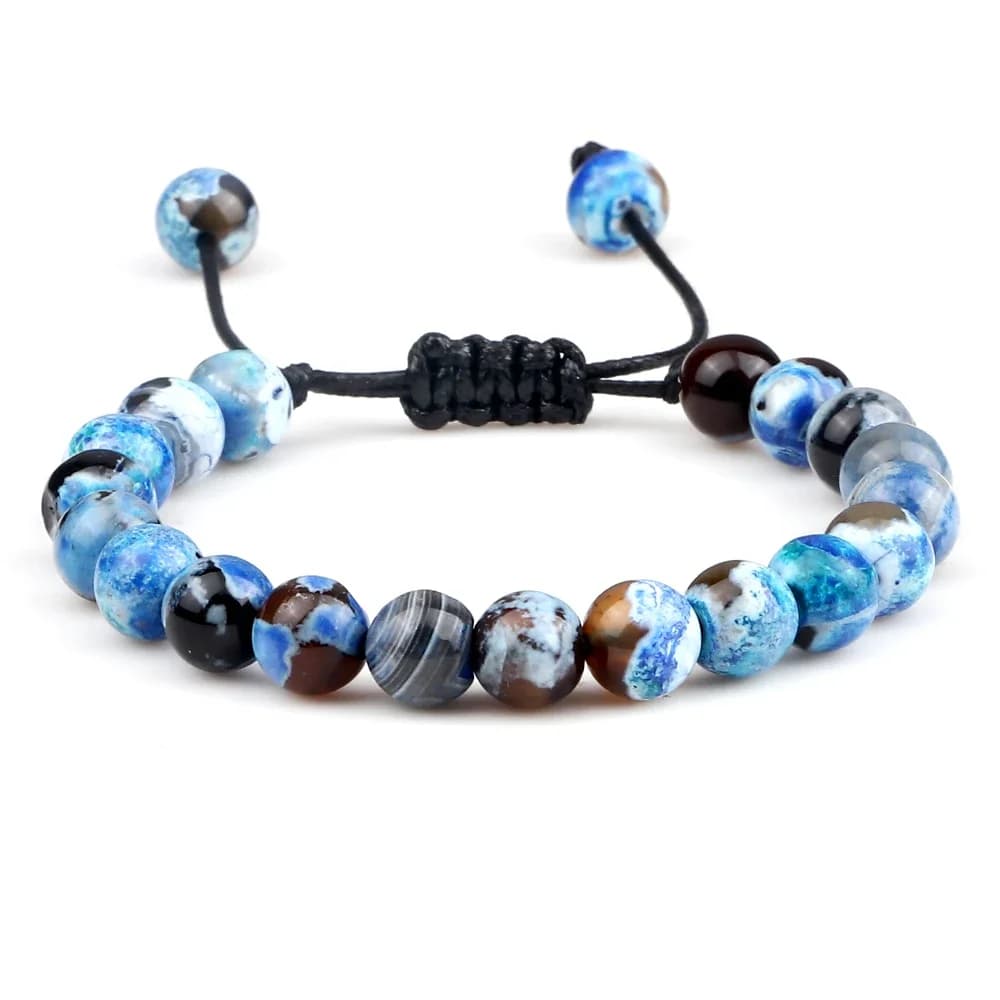 8mm hommes femmes agates de feu Onyx perles Bracelet bracelets guérison pierre naturelle Chakra prière charme bouddha réglable bijoux cadeaux