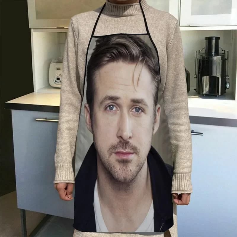 Tablier de cuisine personnalisé Ryan Gosling, tablier de cuisine pour dîner, accessoires de cuisson pour adultes, tissu imperméable imprimé, outils de nettoyage