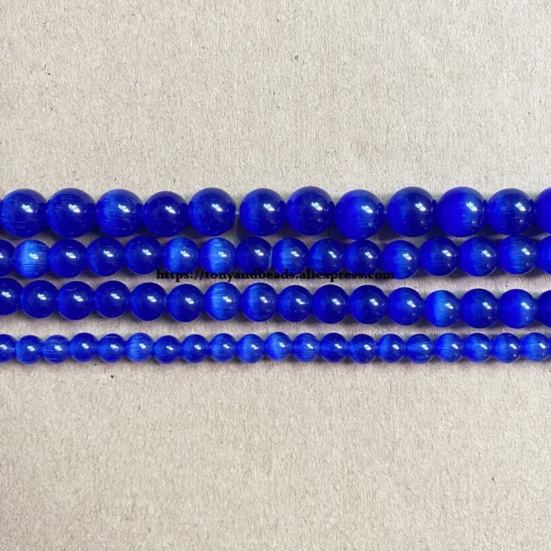 Pierre de lune naturelle œil de chat bleu marine, perles rondes en vrac de 15 pouces, taille au choix de 4 6 8 10 12mm pour la fabrication de bijoux, bricolage