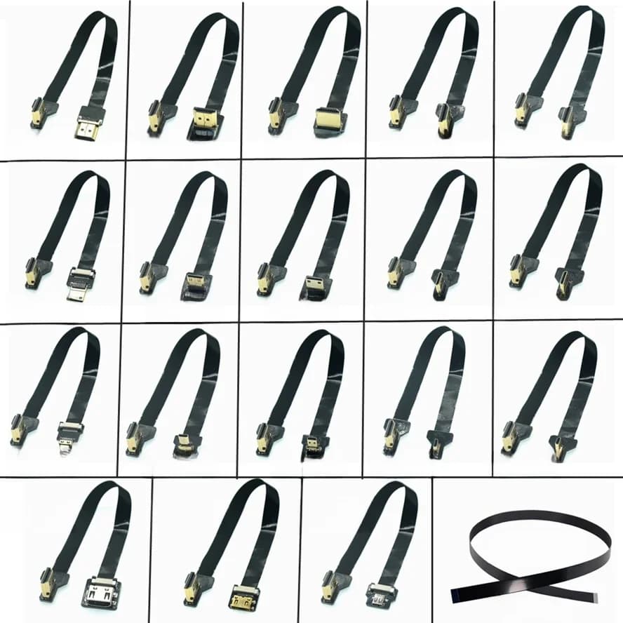 Câble plat FPV compatible HDMI avec ruban A5, câble Micro HDMI vers Mini HDMI, adaptateur résistant à 90, pas FPC, connecteur 20 broches, 5cm-80cm