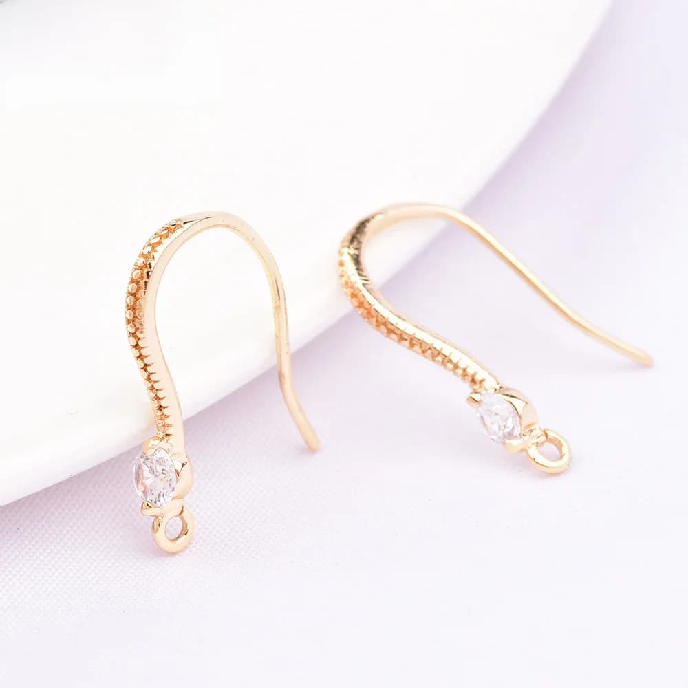 (2503) hauteur 17MM 24K Champagne couleur or plaqué laiton avec Zircon boucles d'oreilles crochet haute qualité bijoux à bricoler soi-même accessoires