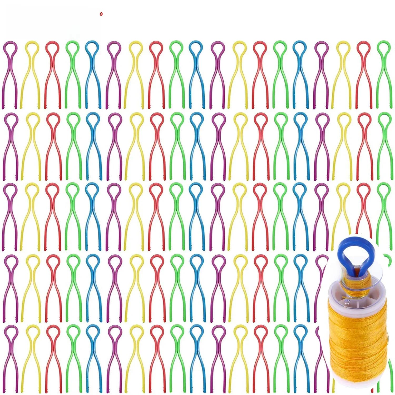 FLRHSJX 10/30 pièces 2.64 pouces Clips de bobine de couture couleur mixte pince à fil Long support de stockage de bobine plate-forme Clips de couture outils