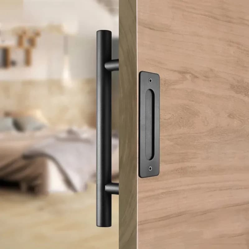 NAIERDI – poignée de porte coulissante de grange de 12 pouces, poignées de porte en bois à tirer et affleurante, grande quincaillerie de porte rustique à deux côtés