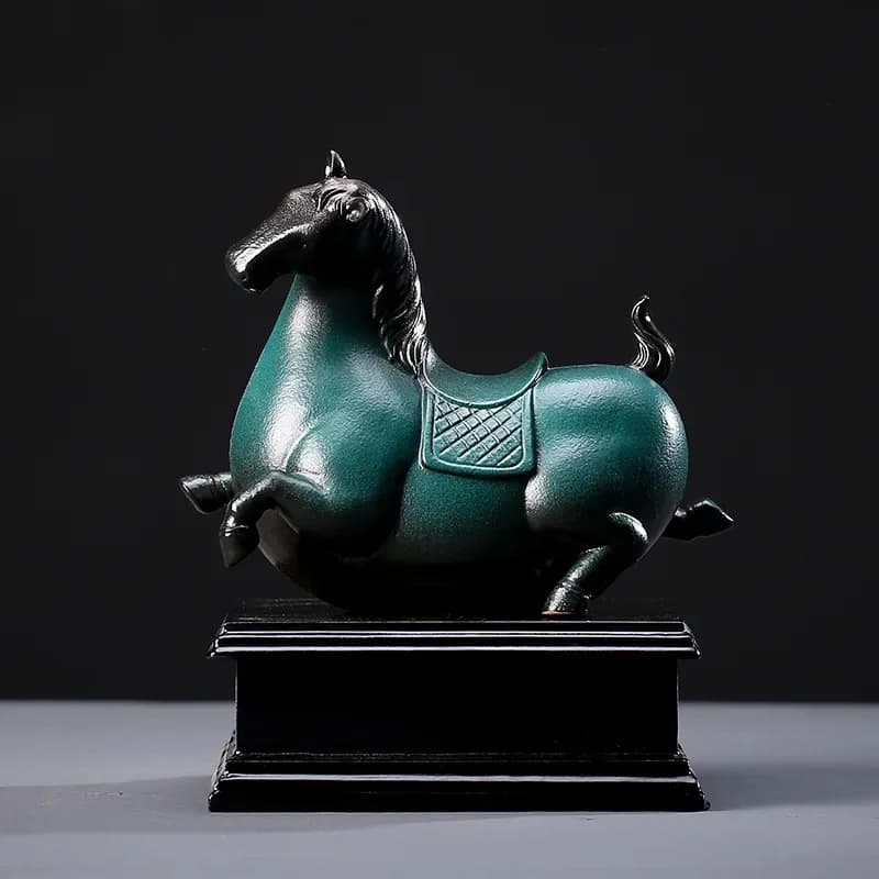 Ornements de poney en céramique de style chinois, accessoires pour la maison, étude, cadre Bogu, artisanat plus riche, ornements de salon, ameublement
