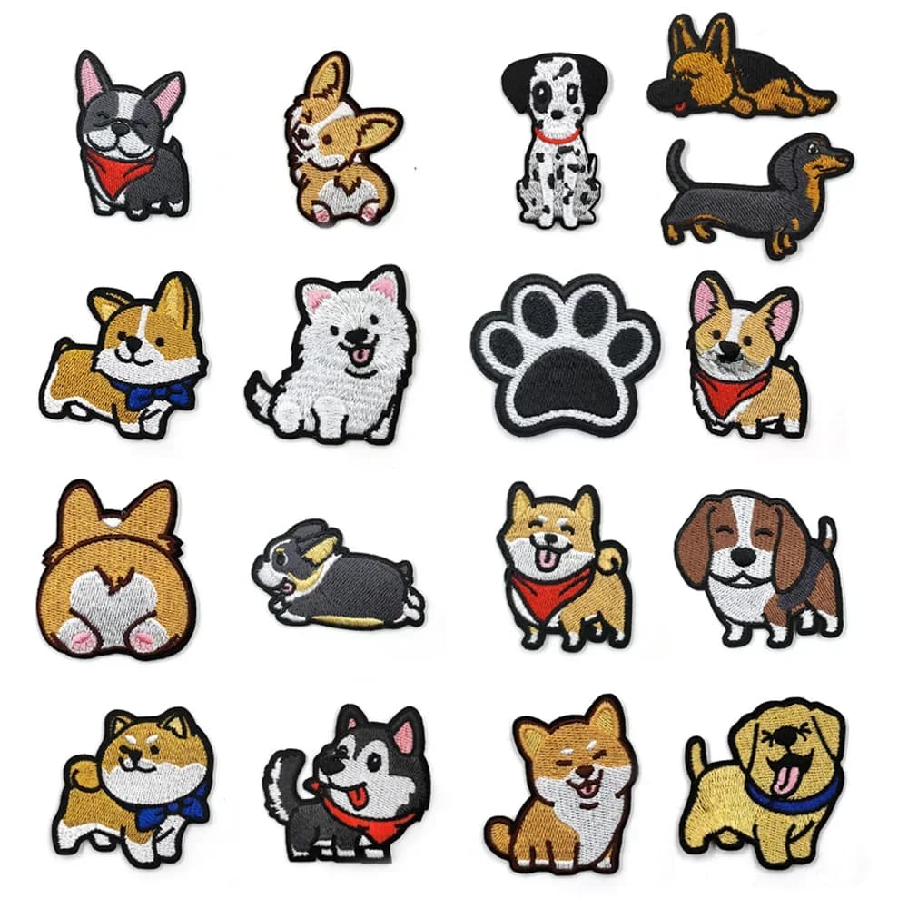 Patchs en fer brodés d'animaux de dessin animé mignon Shiba pour vêtements Parches Ropa Termoadhesiv Bordados Applique couture Coudre Patch