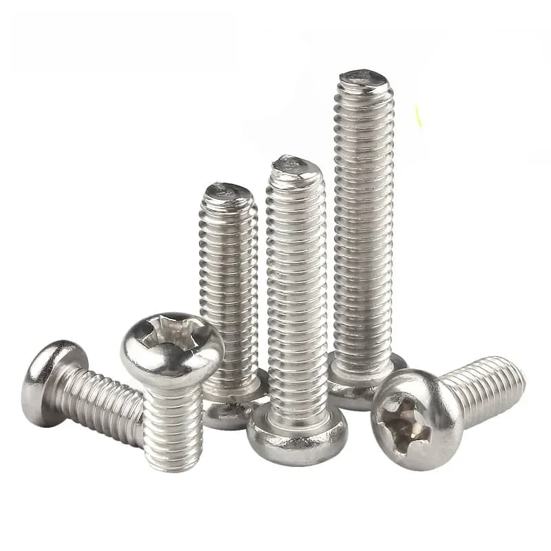 Vis à tête cylindrique encastrée en croix M1.2 M1.4 M1.6 M2 M2.5 M3 M4 M5 M6 304 vis de Machine TV Phillips ronde en acier inoxydable DIN7985