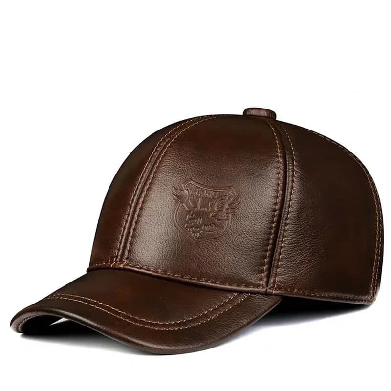 Nouveau 2025 printemps/hiver homme en cuir véritable casquettes de Baseball mâle décontracté peau de vache ceinture oreille chaud 56-60 réglable Sprot vol chapeaux