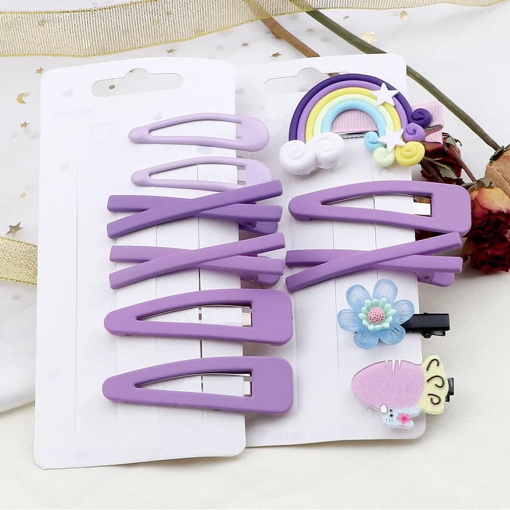 Pinces à cheveux mixtes en forme de X, accessoires doux et simples, épingles à cheveux BB, barrettes de documents violets solides, coiffure, 5 pièces par ensemble, 6 pièces par ensemble