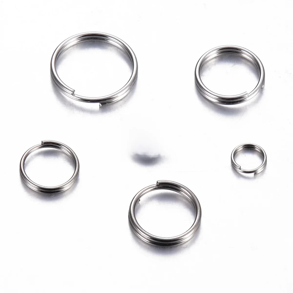 200 pièces, anneaux à clé en acier inoxydable, tailles 5, 6, 8, 10, 12, 15 mm, anneaux à double boucle, anneaux ronds fendus, connecteurs pour la fabrication de bijoux.