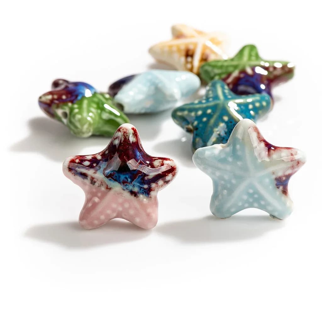 Perles d'étoile de mer en céramique, 2 pièces, pour la fabrication de bijoux, accessoires de collier en porcelaine de forme spéciale # XN17101