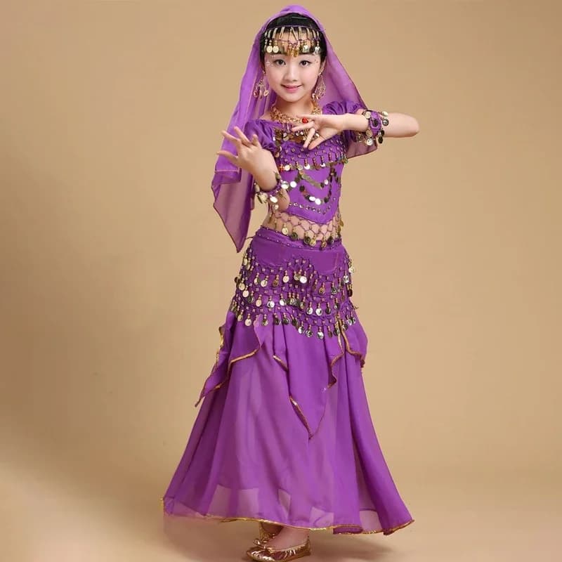 Ensemble de Costumes de danse du ventre pour enfants et adultes, Costumes de danse orientale, ensemble de danse du ventre pour filles, vêtements de danse du ventre égyptien Bollywood pour enfants