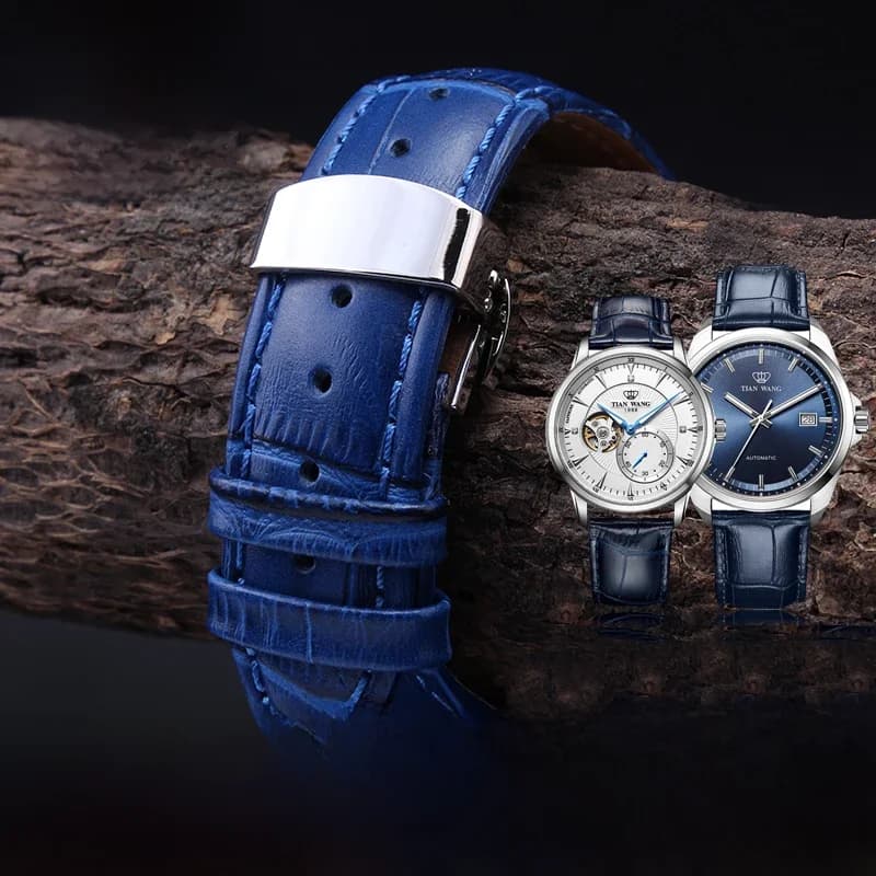 12 14 16 18 19 20 21 22 23mm couleur bleue bracelet de montre en cuir véritable hommes et femmes bracelet de montre pour citoyen Rossini bracelet de montre
