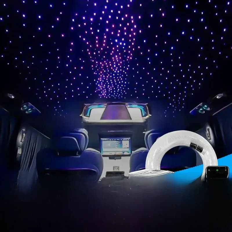 Plafonnier à fibre optique scintillante Starry Sky pour voiture, lumière de toit, lumière ambiante, doublure de sauna, contrôle de la musique, 10W