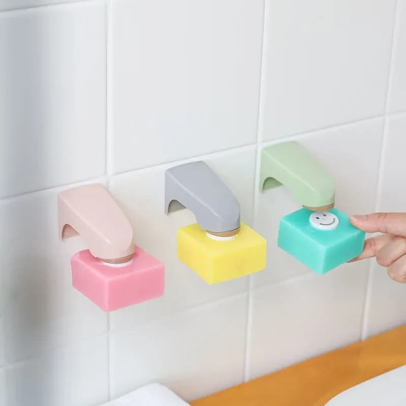 Porte-savon mural en acier inoxydable, 1 pièce, porte-savon magnétique créatif sans poinçon, Gadget de salle de bain pratique