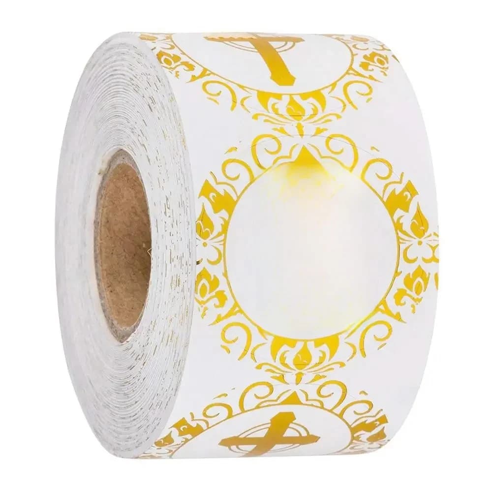 Autocollant croix ronde dorée de 1 pouce, autocollant de prière religieuse et chrétienne, étiquette de sceau d'enveloppe, 50 à 500 pièces