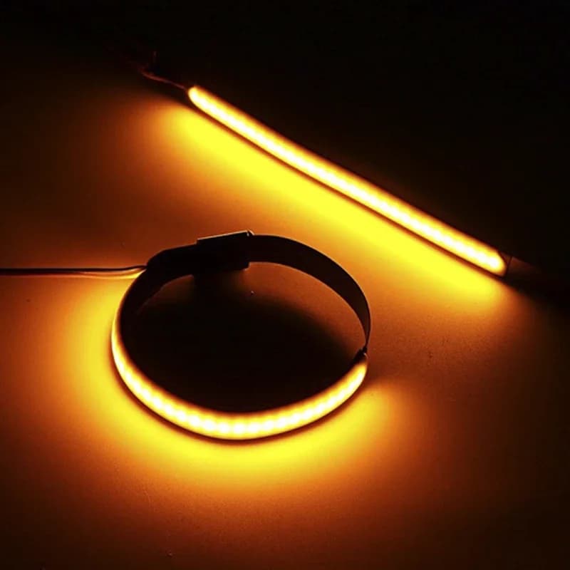 Clignotants de fourche de moto jaune, bandes LED ambrées, look personnalisé propre, 1 pièce, 1x