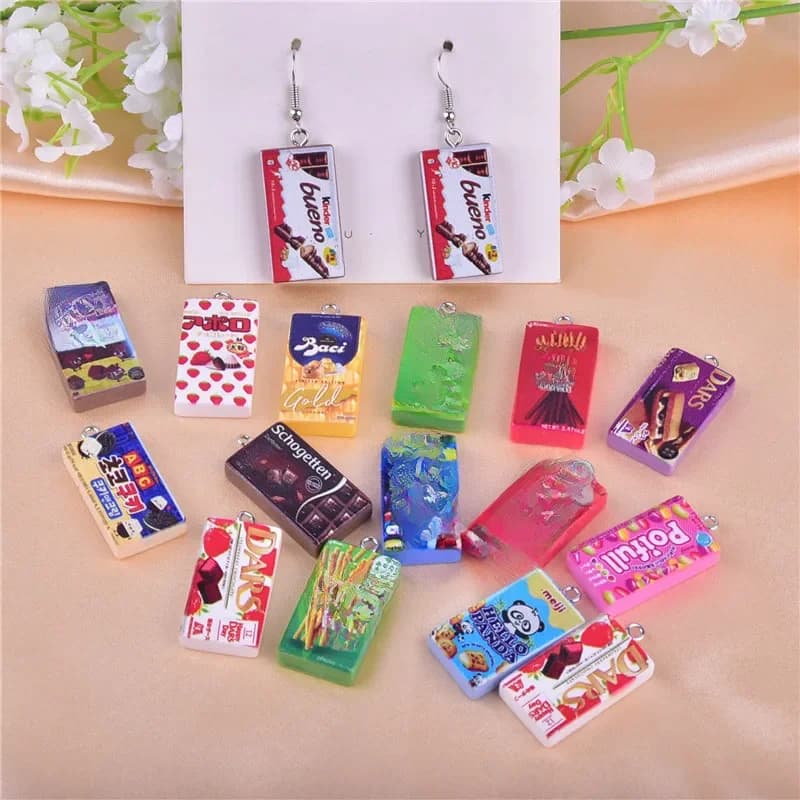 10 pièces/30 pièces/paquet de breloques en résine biscuits au chocolat boucle d'oreille Bracelet DIY fabrication de bijoux