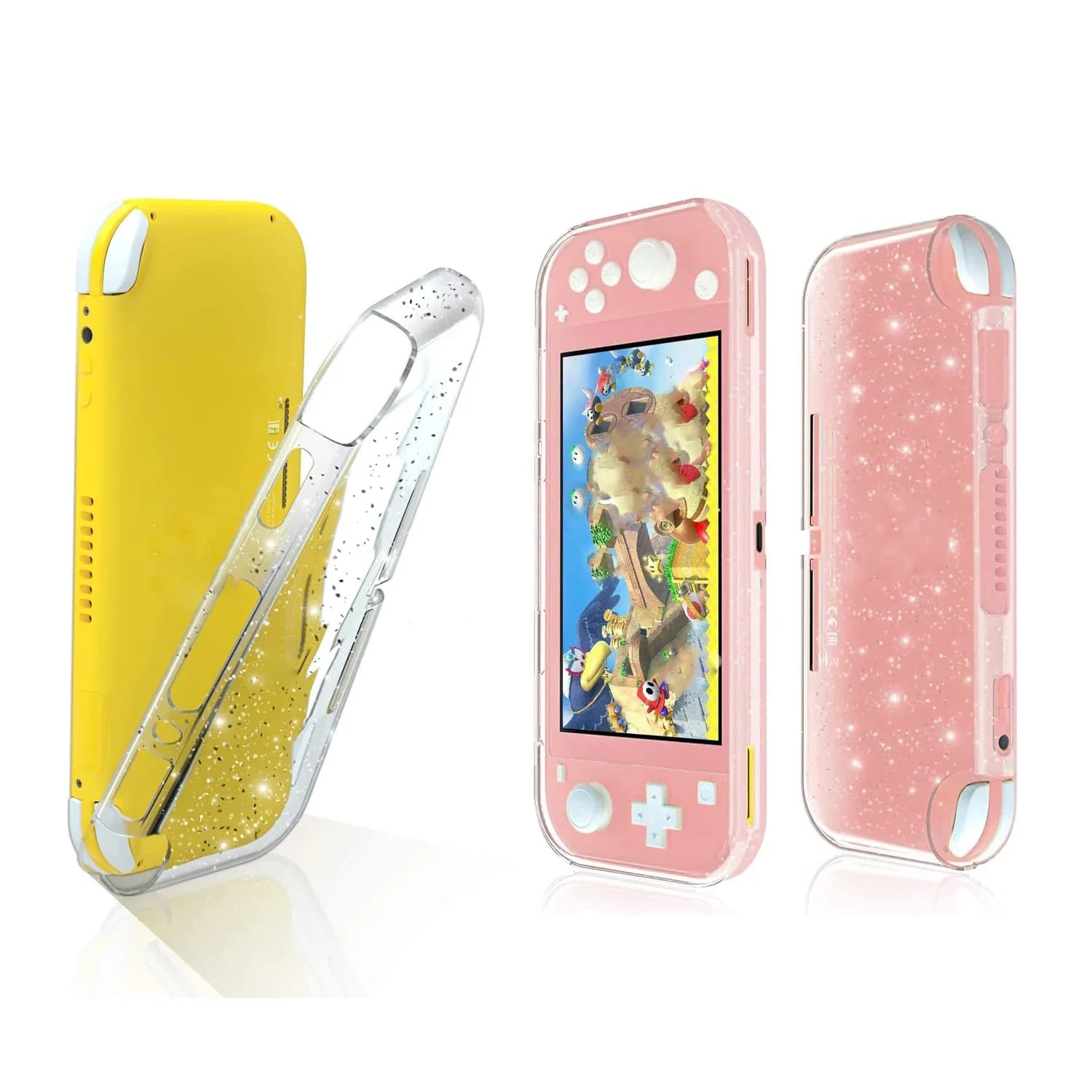 Coque de protection transparente en TPU souple à paillettes, coque scintillante pour Console Nintend Switch NS Lite, protection arrière transparente en cristal