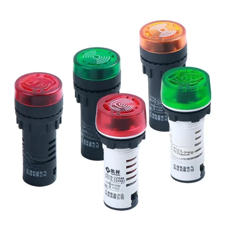 Buzzer 22mm/16mm Flash LED Alarme Indicateur Lumineux Signal Lampe Flashmetal Buzzer DC12V DC24V AC 220V AD16-22SM Sonore Intermittente