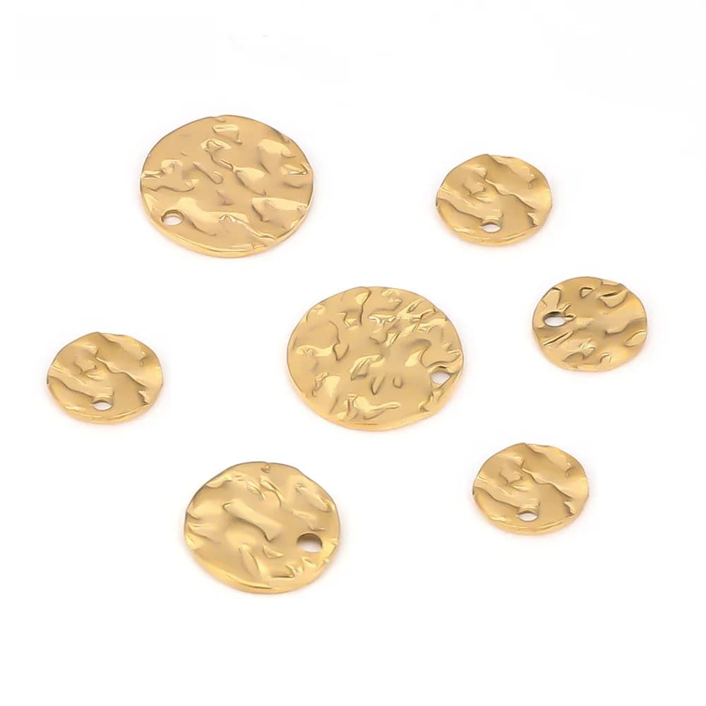 Breloques en forme de disque en acier inoxydable, 20 pièces, étiquettes rondes de couleur or, pour la fabrication de bijoux, collier, accessoires de Bracelet, 8mm 10mm