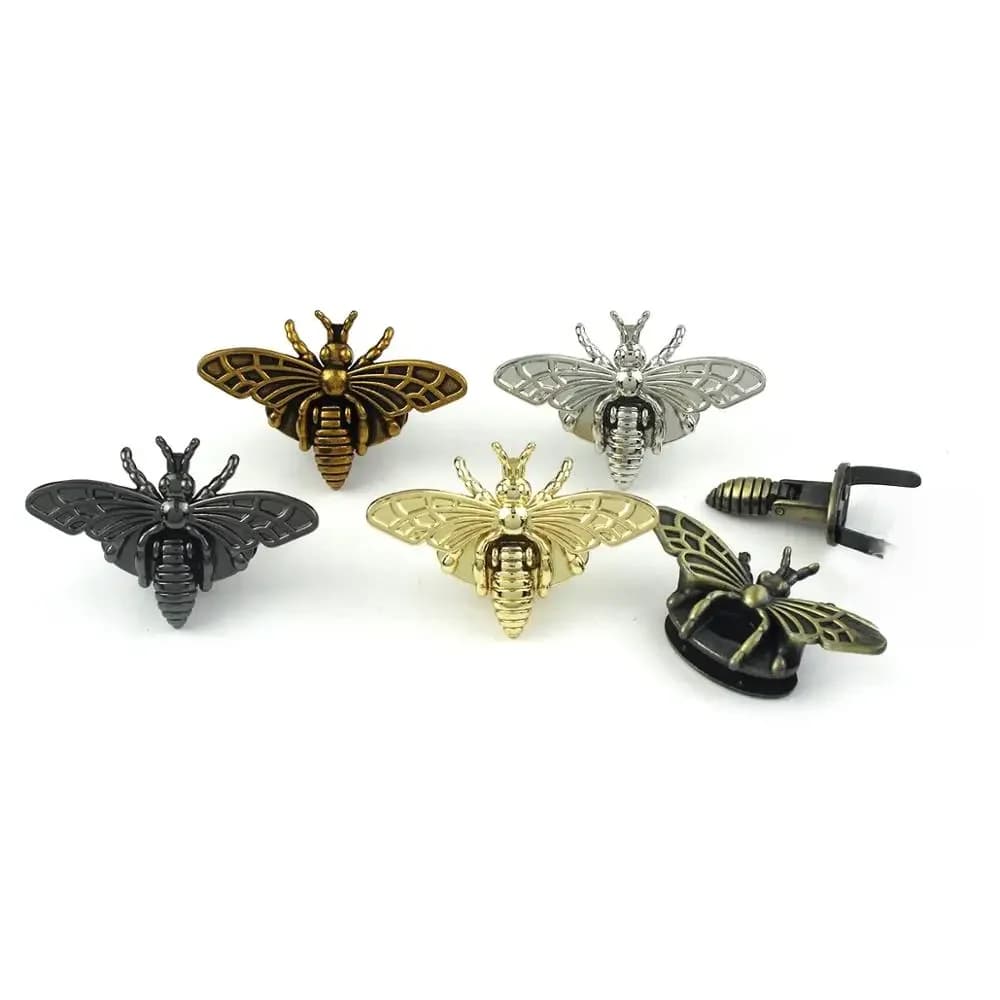 Verrou tournant en forme d'abeille en métal, 1 pièce, fermoir de sac rétro, matériel de boucle pour sac artisanal en cuir, sac à main, accessoires de bricolage