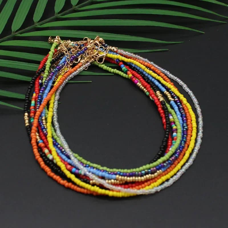 Collier bohémien fait à la main avec perles de rocaille arc-en-ciel, ras du cou Simple pour femmes, mode sauvage, doux, coloré, bijoux cadeau