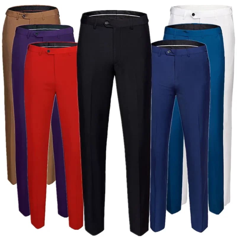 Pantalon de costume noir pour hommes, pantalon rouge pour robe de soirée de mariage, pantalon masculin bleu taille asiatique, violet pantalons Hombre, M-6XL, nouvelle collection 2026