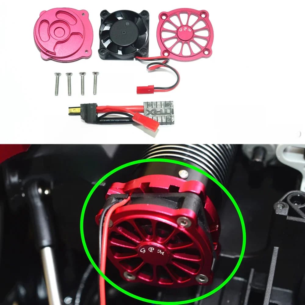 Base de refroidissement du moteur en alliage d’aluminium GPM, avec ventilateur de refroidissement de 40 x 40 x 10 mm, pour le camion 1/7 UDR UNLIMITED DESERT RACER, modèle 85076-4.