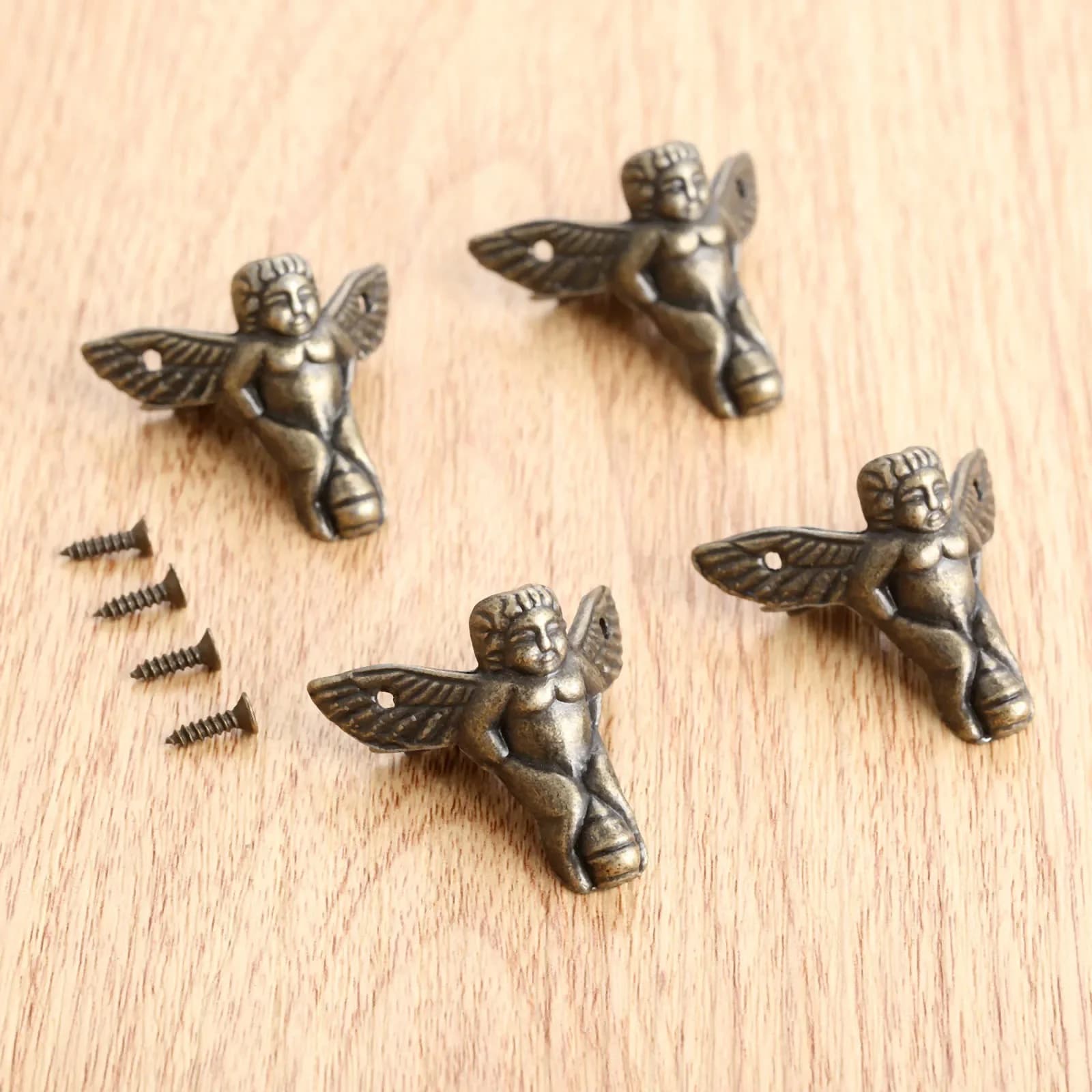 Lot de 4 pieds décoratifs en bois pour coffret à bijoux, boîte cadeau, 30*27mm, protecteurs d'angle, supports avec vis