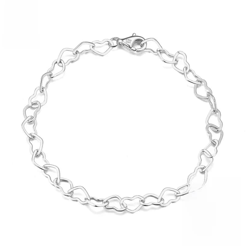 ORSA JEWELS 925 en argent Sterling élégant coeur lien chaîne Bracelet pour femmes fille 6.5/7/7.5/8 pouces OL Style Bracelet bijoux SB99